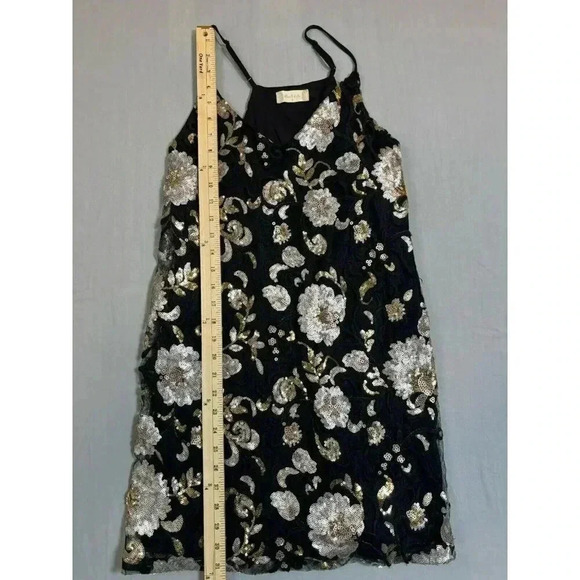 Altar'd State Sequence Babydoll Dress Black Mesh Tulle Mini Flower Sz Small S - Picture 3 of 7